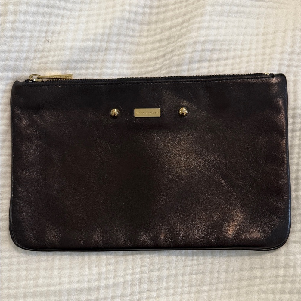 Marc Jacobs Black Leather Pouch with Gold Details